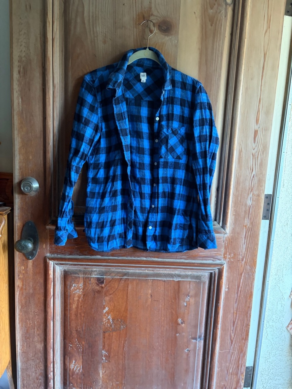 GAP Blue and Black Plaid Shirt